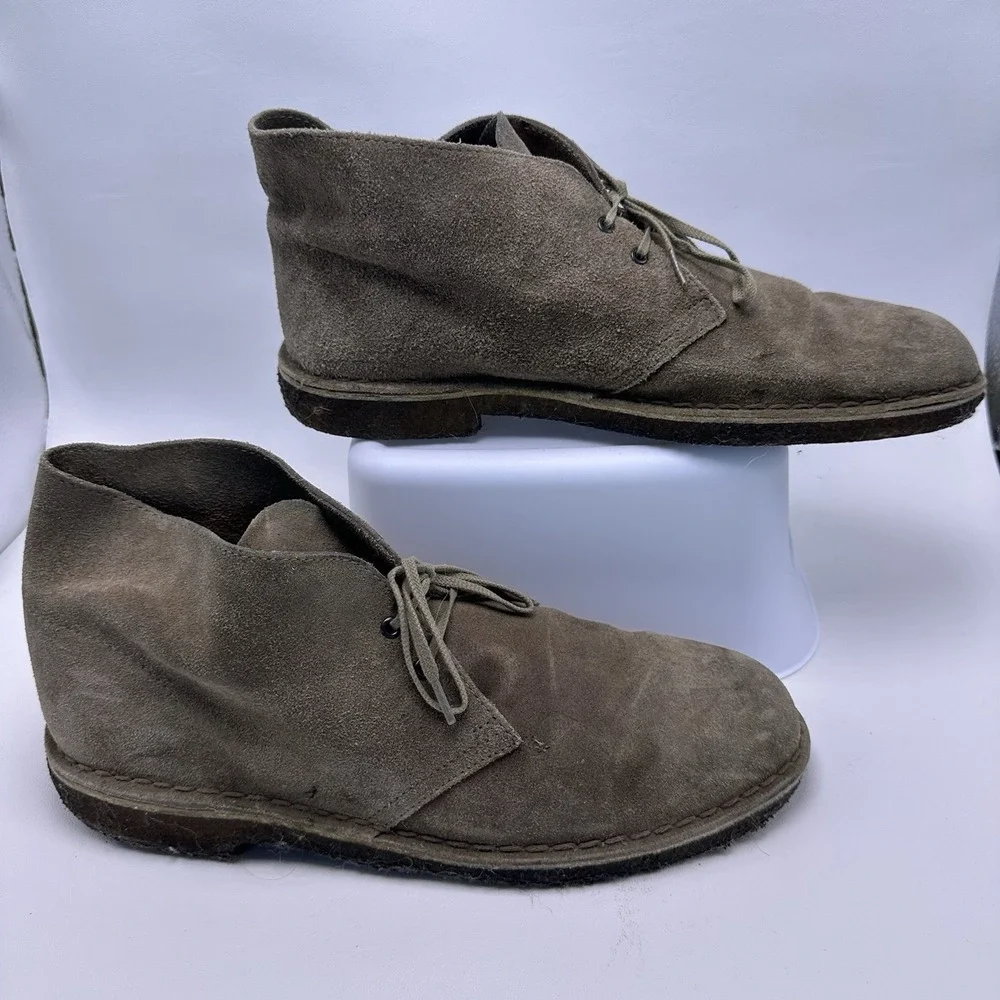 Clarks Originals Desert Chukka Leather Boots Ankle  US 10.5 M Natural Crepe Sole